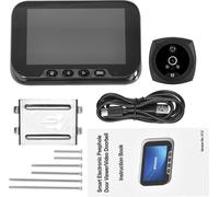 Sonnette avec caméra de 4,5 pouces pour porte d'entrée, écran LCD numérique de 2 MP, détection du corps humain à 135 degrés, moniteur couleur infrarouge 1080p, batterie intégrée de 3800 mAh, sécurité 
