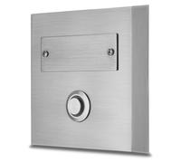 Sonnette avec plaque de signalisation illuminée, tension maximale 12V~, courant maximal 1,5A, couleur argent