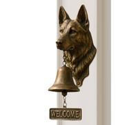 Sonnette de bienvenue en forme de chien - Motif animal - Style vintage | Cloche de porte en forme de tête de chien pour portail, porche, jardin, maison de sécurité