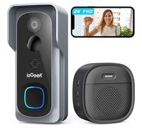 sonnette de porte 2K Caméra sans fil sans abonnement avec support d'angle de sonnette de porte réglable, sonnette de porte vidéo avec carillon, détection de mouvement PIR