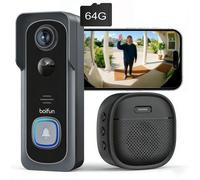 Sonnette de porte 5 MP avec caméra, interphone vidéo, sonnerie sans fil, stockage dans le cloud, audio bidirectionnel, vision nocturne