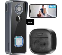 sonnette de porte 5MP 2K avec caméra sans fil Video Doorbell WLAN avec carillon, vision de nuit ,32GB 2,4GHz WLAN, y compris la sonnette d'intérieur