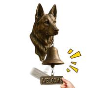 Sonnette de porte décorative vintage amusante pour chien avec motif animal | Cloche en forme de tête de chien comme décoration murale pour jardin, cour, maison, espace de sécurité