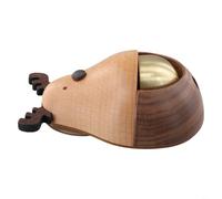 Sonnette de porte en forme de chat porte-bonheur en bois avec cuivre pour entrée, support à ventouse, décoration d'intérieur, design japonais dopamine, jaune, 15 x 15 x 8 cm (cerf)