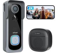 Sonnette de porte sans fil avec caméra, résolution HD 2K, audio bidirectionnel, détection de mouvement PIR humain, boîtier résistant aux intempéries, compatibilité Wi-Fi 2,4 GHz