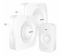 Kit de sonnette de porte sans fil 2 récepteurs pour prise de courant, signal optique, blanc