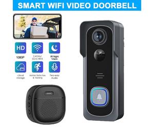 Sonnette de porte vidéo avec caméra Outdoor IP65 étanche 1080P sans fil caméra HD 170° vision nocturne infrarouge audio bidirectionnel