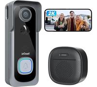 Sonnette de porte vidéo, résolution 2K, connexion sans fil, noir