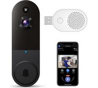 Sonnette de porte vidéo sans abonnement - Sonnette de porte avec caméra - Sonnette de porte vidéo sans fil - Surveillance à domicile - Sonnette de porte avec application - Sonnette de porte intelligen