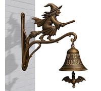 Sonnette De Sorcière Vintage En Fonte Avec Sorcière Sur Balai, 12x18cm Cloche Vintage De Sorcières, Sonnette Porte Halloween En Métal, Sonnettes Décorative Halloween Pour Porte Extérieure Décoration