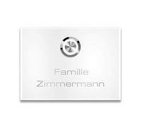 Sonnette d'extérieur Metzler à LED avec bouton IP67 et plaque personnalisable, blanc mat et acier inoxydable, 11 x 8 cm, montage facile, résistante aux intempéries