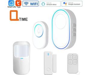 Sonnette intelligente Smart-Deurbel avec éclairage LED, 58 mélodies différentes,complète via l'application Tuya, aimant intégré à la charnière, capteur PIR à action à distance et télécommande.