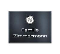 Sonnette Metzler en acier inoxydable avec rétroéclairage LED et plaque personnalisable, anthracite (RAL 7016), IP67, 11 x 8 cm, résistante aux intempéries, montage facile