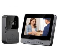 Sonnette sans Fil avec Camera 1080P 90DB Visiophone sans Fil avec écran IPS De 4.3 Interphone Video sans Fil Pouces,Portier Vidéo pour Une Famille,Platine De Rue, Sonnette De Camera Angle De : 70°
