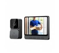 Sonnette Sans Fil avec Camera 1080P avec écran IPS de 4.3 Visiophone Sans Fil Pas de WiFi Sans Abonnement Requis Audio Bidirectionnel la Fonction de Vision Nocturne Interphone Video De Vision : 70°