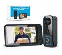 Sonnette sans Fil avec Camera 1080P avec écran IPS4.5 étanche Exterieur Visiophone Bluetooth Connexion 50m Sonnette Extérieure Pas WiFi Pas APP Interphone sans Fil Vision Nocturne Audio Bidirectionnel