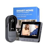 Sonnette sans Fil avec Caméra 1080P Étanche acve Écran IPS4.3 Pouces 2.4GHZ | Interphone Video Sans Fil Audio bidirectionnel Visiophone Exterieur 170° Vision Nocturne Camera sans Abonnement APP e Wifi