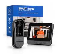 Sonnette sans Fil avec Caméra 1080P Exterieur étanche acve Écran IPS 4.3’ | Visiophone 2.4GHZ Interphone Vidéo avec écran de 170° Vision Nocturne Audio Bidirectionnel,sans Abonnement,sans App et WiFi