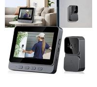 Sonnette Sans Fil Avec Camera 1080P Pas de Wi-Fi requis Visiophone Sans Fil Grand angle 120° Sonnette avec écran IPS de 4.3 Conversation Bidirectionnelle Vision Nocturne Infrarouge Facile à Installer