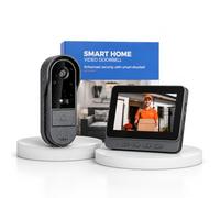 Sonnette Sans Fil avec Camera 2.4GHZ avce Écran 4,3'' Sans WiFi ni App | Interphone Video Sans Fil Exterieur Étanche Visiophone Ecran Audio Bidirectionnel Vision Nocturne Portier Video Sans Fil