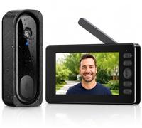 Sonnette Sans Fil avec Camera avce Écran 4,3'' Sans WiFi ni App 2.4GHZ | Audio Bidirectionnel Interphone Video Exterieur Étanche Visiophone Ecran Portier Video Sans Fil Vision Nocturne 1080P