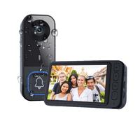 Sonnette sans Fil avec Caméra et Écran IPS 4.5" HD, sans WiFi ni Application ni Abonnement, Audio Bidirectionnel, Vision Nocturne et Enregistrement Local Visiophone Vidéo Vue 120°