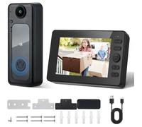 Sonnette sans Fil avec Caméra, Etanche Sonnette Vidéo sans Fil, 1080P HD IPS 4.3"", Audio Bidirectionnel, Infrarouge Vision Nocturne