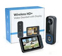 Sonnette sans Fil avec Caméra Extérieure Étanche IP65, Visiophone sans Fil Portée 20-40m, Interphone Vidéo sans Fil 1000mAh, Écran IPS 4.5 Pouces, Vision Nocturne Infrarouge, sans WiFi sans APP