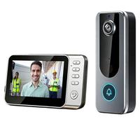 Sonnette sans fil avec caméra - Fonctionne sans Wi-Fi - Résolution 1080p - Écran de 4,5 pouces