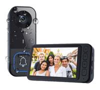 Sonnette Sans Fil Avec Caméra, Visiophone Vidéo Écran Ips 4.5 Hd, Audio Bidirectionnel Interphone Longue Portée De Transmission, Sa