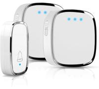 Sonnette sans fil - Cloche étanche - Sécurité pour la maison - Portée de 300 mètres - 2 récepteurs - Blanche