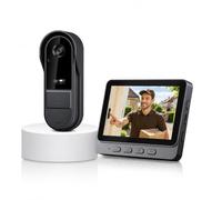 Sonnette Sans Fil étanche Exterieur avec Camera 1080P avec écran IPS de 4.3 Visiophone Sans Fil Audio Bidirectionnel la Fonction de Vision Nocturne Interphone Video De Vision : 170° Pas WiFi Pas APP