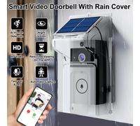 Sonnette sans fil extérieure étanche avec couverture solaire caméra WiFi porte numérique Peepholes interphone pour maison intelligente vidéo oeil anneau cloche Set-Tawny