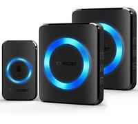 Sonnette sans fil - Kit de sonnette - Réception de notifications - Portée de 400 mètres - 2 récepteurs, 1 émetteur - Noir