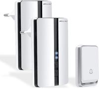 Sonnette sans fil, Kit de sonnette sans fil 200m de portée, sonnette de porte d'entrée étanche avec 2 récepteurs plug-in et 1 émetteur, Bell4U