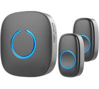 Sonnette sans fil pour la maison - 2 sonneries à bouton-poussoir et 1 récepteur de carillon, fonctionne avec piles, 300,5 m, sonnette de porte étanche sans fil avec flash LED, noir mat