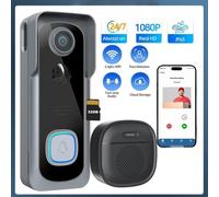 sonnette Vidéo 2K avec Caméra Sans Fil, IP65 Etanche Détection de Mouvement Intelligente AI, Vision Nocturne 32GB