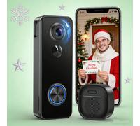 sonnette vidéo 3MP avec Chime, sonnette de porte UHD filaire avec caméra 180° ultra grand angle, audio bidirectionnel