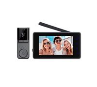 Sonnette Vidéo avec Écran IPS de 4,3 Pouces, Audio Bidirectionnel, Interphone Visuel 2,4 GHz, Caméra D'Enregistrement avec Antenne