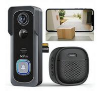 Sonnette vidéo BOIFUN avec caméra fisheye 180°, sonnette vidéo Wi-Fi 2K 3 MP, détection de mouvement par IA, étanche IP65, paramètres de confidentialité