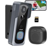 Sonnette vidéo BOIFUN, sonnette sans fil avec caméra, sonnette vidéo sans fil 2K, audio bidirectionnel, 32 Go