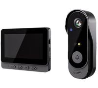 Sonnette vidéo d'extérieur avec vidéo HD 1080p, angle de vision de 170°, écran de 4,3 pouces, étanche IPX54, sans abonnement, sans application, sans Wi-Fi