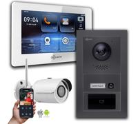 Sonnette vidéo Goliath 2 fils : 7 pouces 1 moniteur, RFID, anthracite, caméra Wifi : 7 pouces en blanc : Boîte d'encastrement Sélection du moniteur : 7 pouces en blanc Boîte de montage de la sonnette 