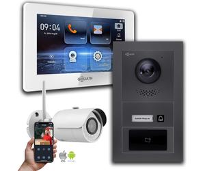 Sonnette vidéo Goliath 2 fils : 7 pouces 1 moniteur, RFID, anthracite, caméra Wifi : 7 pouces en blanc : Boîte d'encastrement Sélection du moniteur : 7 pouces en blanc Boîte de montage de la sonnette 