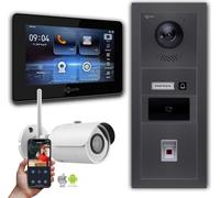 Sonnette vidéo Goliath 2 fils : 7 pouces 1 moniteur, RFID, empreinte digitale, anthracite, caméra Wifi : Boîte d'encastrement : 7 pouces en noir Sélection du moniteur : 7 pouces en noir Boîte de monta