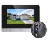 Sonnette vidéo - Œilleton connecté Wi-Fi - Caméra 5 mégapixels - Écran couleur de 5 pouces - Audio bidirectionnel - Détection de mouvement - Compatible Tuya Smart