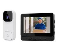 Sonnette vidéo intelligente,Aiorber sonnette intelligente sans fil, caméra de porte avec interphone, caméra d'extérieur, sonnette vidéo HD avec vision nocturne, blanc blanc