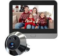 Sonnette vidéo intelligente,Aiorber sonnette vidéo sans fil WiFi, caméra de porte avec interphone unidirectionnel, sonnette vidéo avec détection de mouvement, argent argent