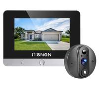 Sonnette vidéo intelligente - Caméra de porte numérique - 5 MP HD - Écran couleur de 12,7 cm - Wi-Fi 2,4 GHz - Audio bidirectionnel - Vision nocturne infrarouge - Batterie de 10 000 mAh