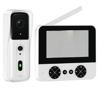 Sonnette vidéo intelligente - Caméra de porte Wi-Fi - Écran IPS 10,9 cm - Caméra 1,3 MP - Audio bidirectionnel - Vision nocturne - Détection de mouvement - Blanc